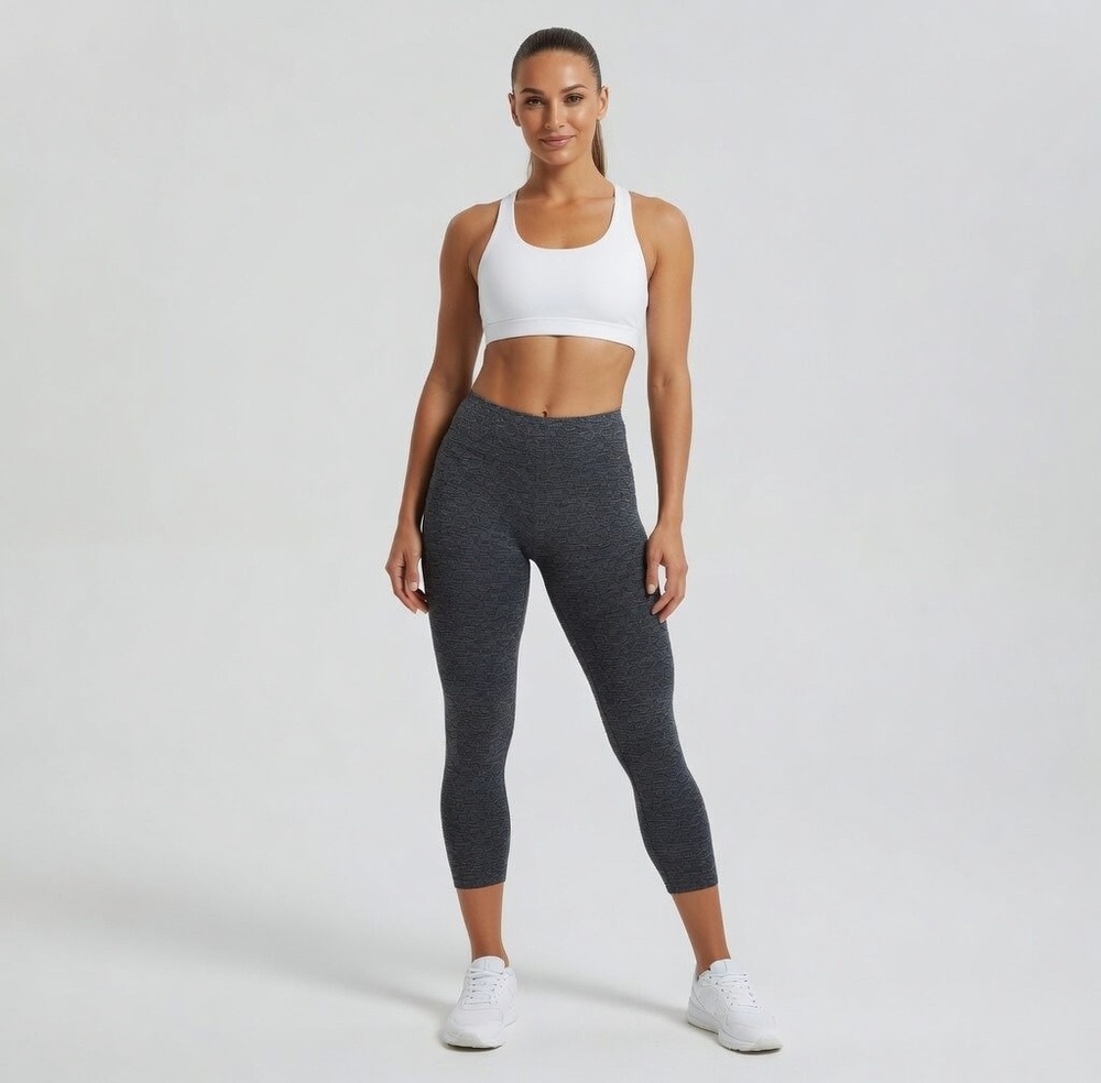 Express Women's Heather Gray Activewear Capri Leggings M Cropped Stretch VG